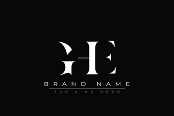 Fototapeta premium GHE abstract letter logo design. This logo is designed by three abstract letters.