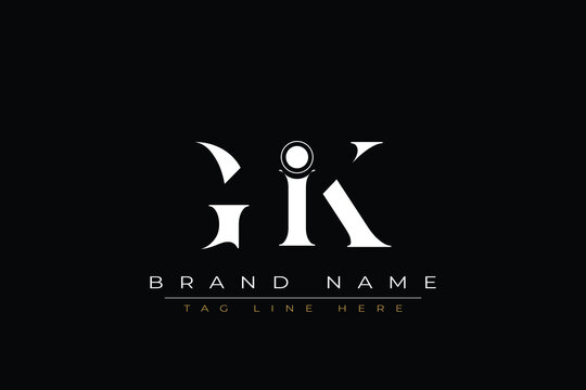 GIK abstract letter logo design. This logo is designed by three abstract letters.