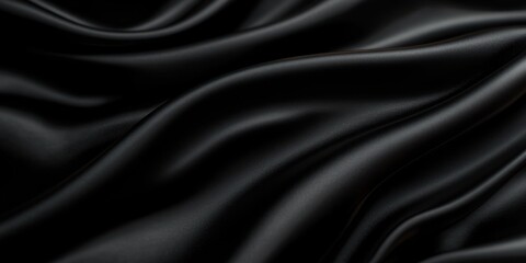 Elegant Black Satin Fabric Background with Copy Space for Fashion and Design
