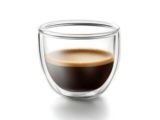 Freshly Brewed Espresso Shot in Small Cup on Clean White Background