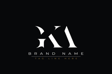 GKA abstract letter logo design. This logo is designed by three abstract letters.