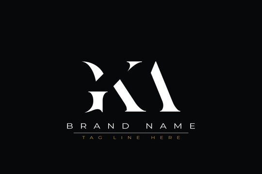 GKA abstract letter logo design. This logo is designed by three abstract letters.