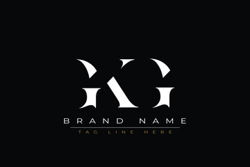 GKG abstract letter logo design. This logo is designed by three abstract letters.