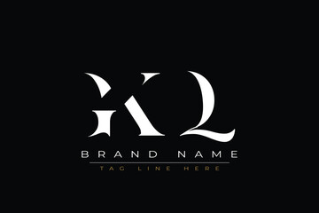 GKQ abstract letter logo design. This logo is designed by three abstract letters.