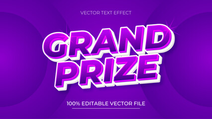 Grand Prize Editable text effect in modern purple color style