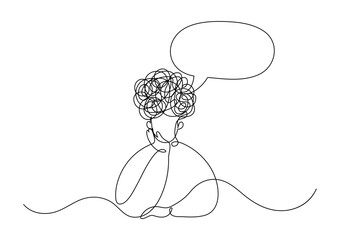 Thinking man. Communication concept. Continuous line drawing.