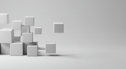 Abstract 3d Render Of White Cubes Geometric Design