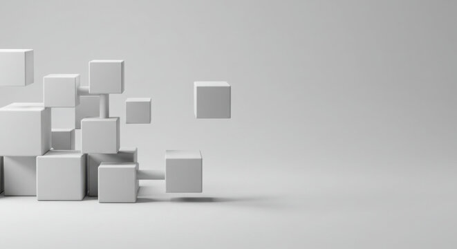 Fototapeta Abstract 3d Render Of White Cubes Geometric Design