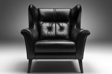 Stylish black leather armchair, luxurious and isolated