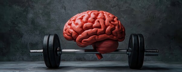 Brainpower Human Brain Lifting Weights Mental Strength Cognitive Fitness Concept
