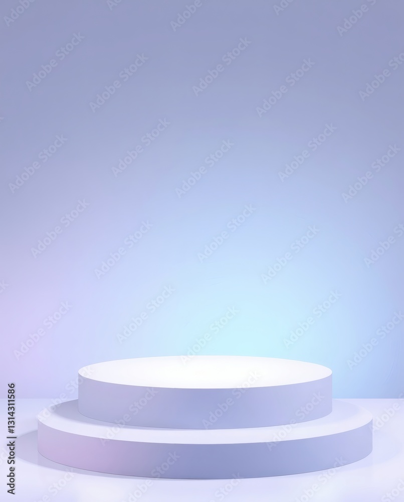 Aufkleber a minimalistic podium with a soft color gradient background, ideal for product display