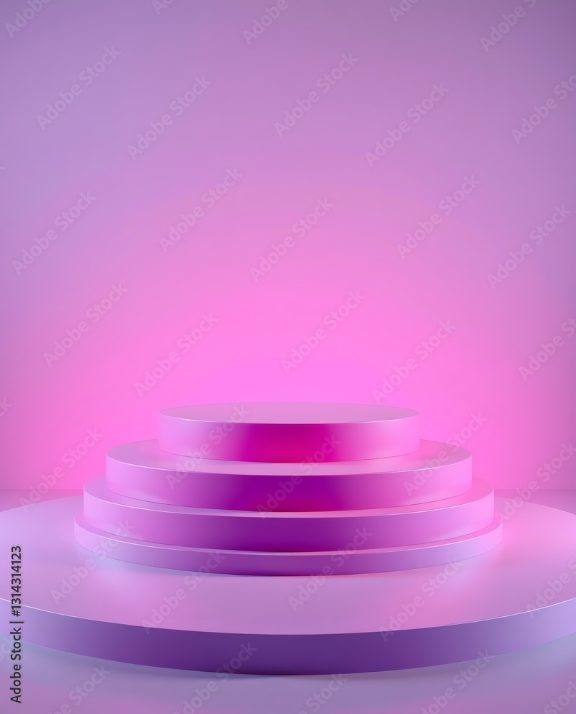 Aufkleber a 3D rendered podium with multiple tiers in gradient color to showcase products or presentations
