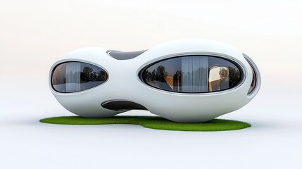 Modern futuristic house design with unique organic shapes and large windows