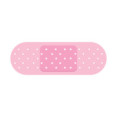 Medical pink plaster isolated on white background, wound plasterer or bandaged patch, vector adhesive health care object. Injury tape plaster flat design, Sticking plaster.First aid concept.