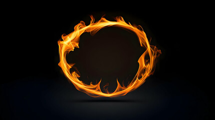 Circular Ring Of Bright Orange Fire Flames Against A Dark Black Background With Subtle Lighting Effects