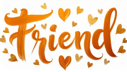 붓터치로 쓰여진 FRIEND 손글씨와 함께 주변을 감싸는 하트 장식