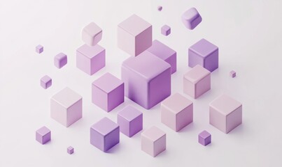 Fototapeta premium Abstract pastel purple cubes 3D render.
