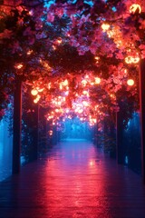 Obraz premium Magical Floral Pathway at Night
