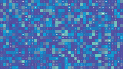 Fototapeta premium Background Abstract Pixel Light Blue Binary Numbers Pattern