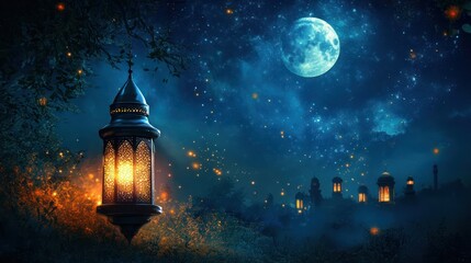 Naklejka premium Tema Ramadan dan Idul Fitri: Dekorasi, Perayaan, dan Tradisi Spiritual Islam