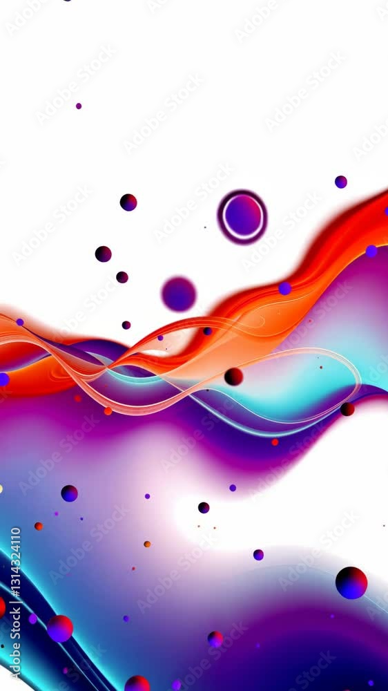 Aufkleber A colorful wave with many small dots. The dots are in different colors and sizes. The wave is on a white background