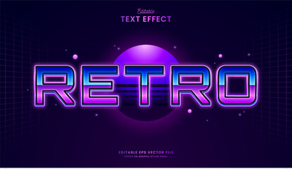 decorative neon retro editable text effect design