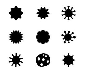 色々なウイルスや菌のシルエットアイコンセット　ベクター  © s.haru