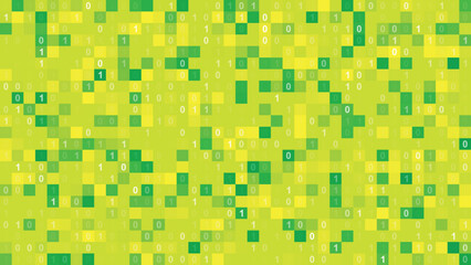 Background Pixel Abstract Yellow and Green Binary Numbers Code 