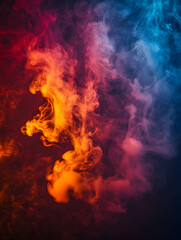 Fototapeta premium Vibrant smoke swirls in dark studio