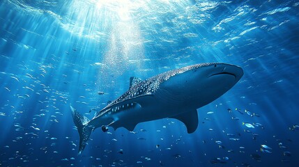 Fototapeta premium A breathtaking view of a whale shark swimming graceful