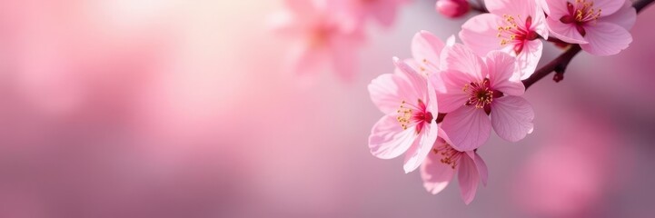 Delicate pink cherry blossoms in full bloom, soft spring bokeh , plant, image