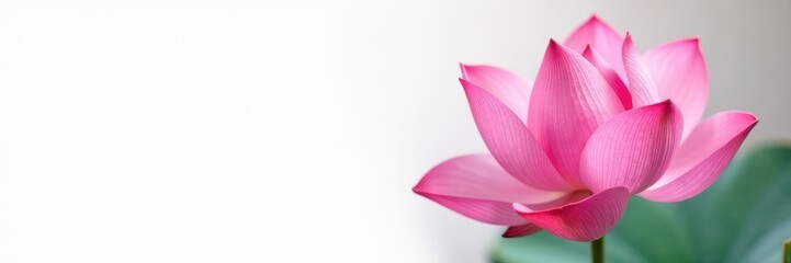 Obraz premium Delicate pink lotus petal, intricate veins, pristine white backdrop, high resolution, smooth