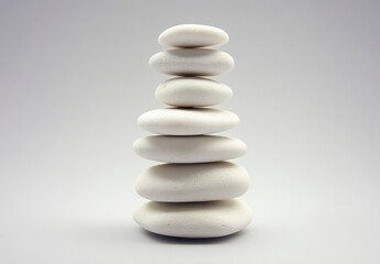Stack of White Stones on Gray Background