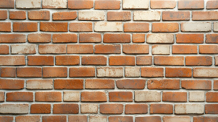 Full Frame Close-Up Of A Textured Rustic Red Orange And White Brick Wall Background With Vignette Lighting