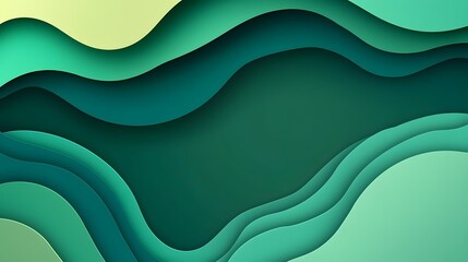 Mesmerizing Abstract Green Layered Paper Cut Background with Clean 3D Depth and Elegant Style