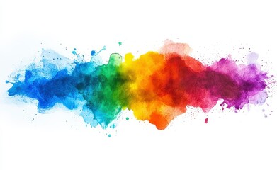 Fototapeta premium Vibrant Rainbow Watercolor Paint Splash Abstract Background
