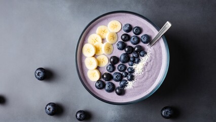 Purple Smoothie Delight with a Silver Spoon