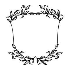 Floral vine leaves crest wreath, hand drawn greenery elements © Oksana