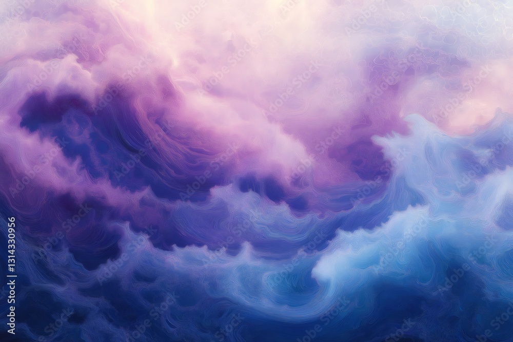 Wall mural abstract digital art creating a wave effect resembling soft blue and purple clouds, ideal for backgr