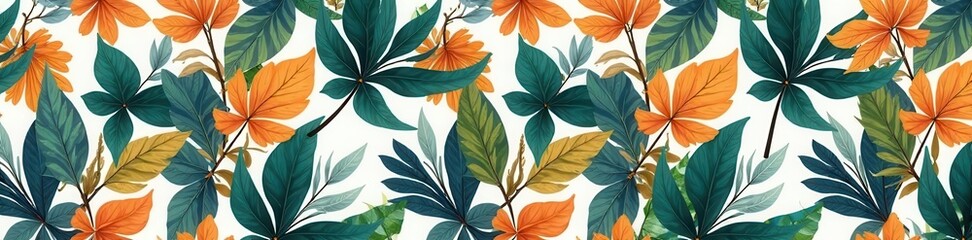 Fototapeta premium Elegant seamless leaf pattern, abstract background , fabric, print