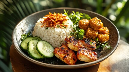 A fragrant plate of Indonesian nasi uduk coconut rice