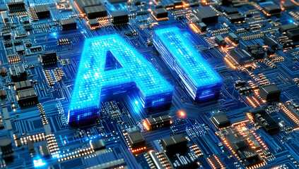 ai logo on top of a circuit board,