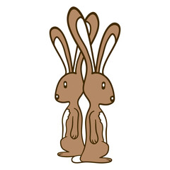 2 Rabbits Are Watching Team Friends Crew Brothers Design Lover Art Vector Illustration Card T-Shirt Poster Sticker Graphic Print Decorative Drawing Isolated Logo Decoration Symbol Creative Cool Style
