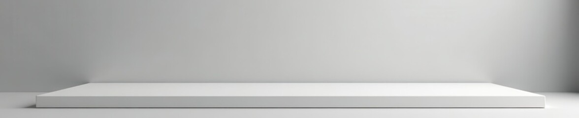 Floating white shelf, muted gray backdrop Ideal product photography , clean background, ecommerce, studio