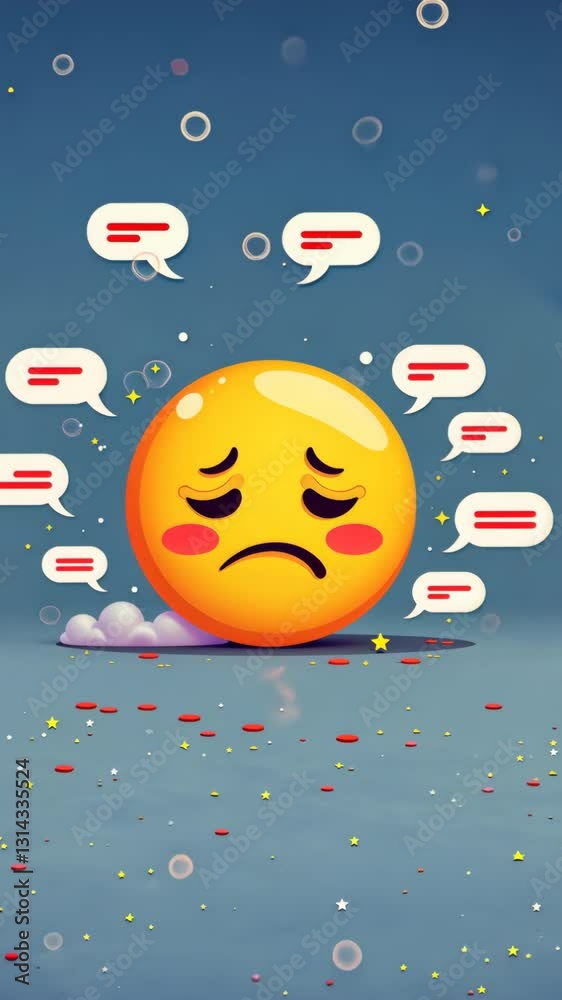 Poster A sad face with a heart on it and a question mark. There are also other hearts and question marks around it