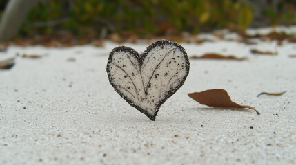 Fototapeta premium Small Heart Drawn in Sand on Plain Background