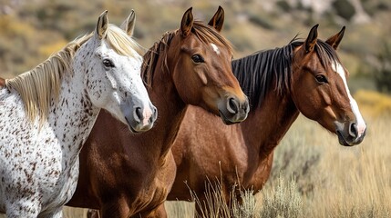 Majestic Equines and Awe-Inspiring Chasms: Profound Connection Between Splendid Creatures and Untamed Realm, Natural Harmony