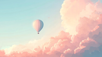 Fototapeta premium Hot air balloon floating in pastel sky