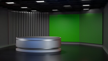 3D Virtual TV Studio News, Backdrop For TV Shows .TV On Wall.3D Virtual News Studio Background