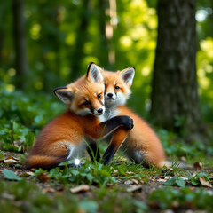 Fototapeta premium red fox cub